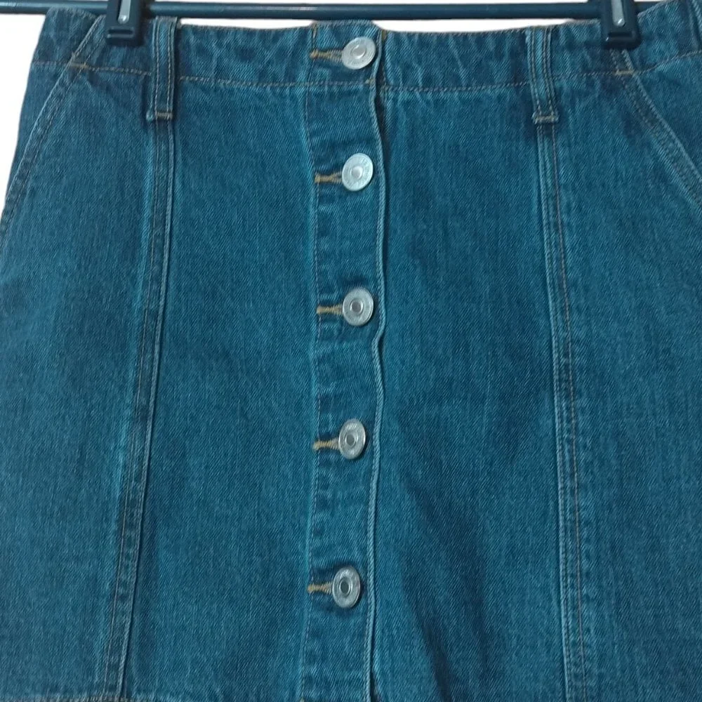 Forever 21 Denim Jean Blue Mini Skirt With Button Front Size 27 Denim Casual